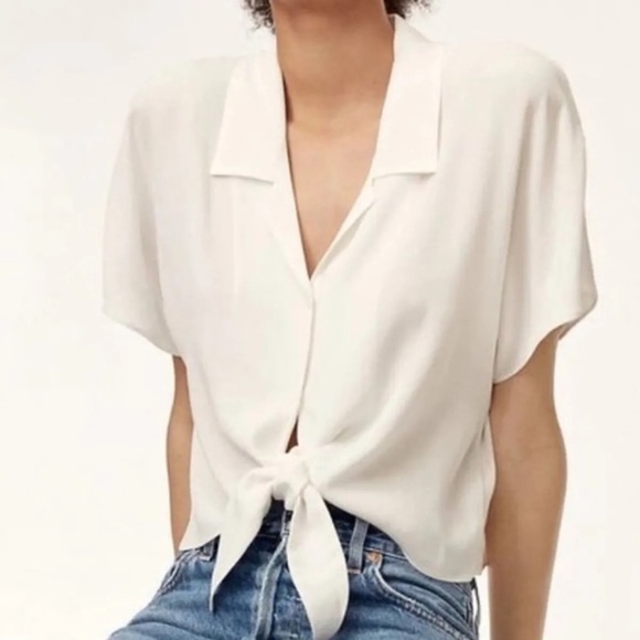 Aritzia Wilfred Free Crop Tie-Front Blouse size XXS - Picture 1 of 3